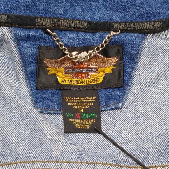 Harley Davidson Denim Jacket Women's Medium Cropped Fitted Blue Ombre' NWOT VTG - Picture 3 of 9